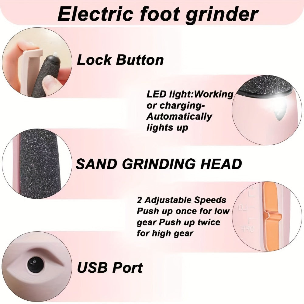 Electric Callus Remover for Feet with Foot Cream Stick Rechargeable Pedicure Tool 2 Speeds 2000 5000 RPM 2 Roller Heads – Dead Skin Dry Callus Cracked Heel Remover 60-Min Battery G - product image 2