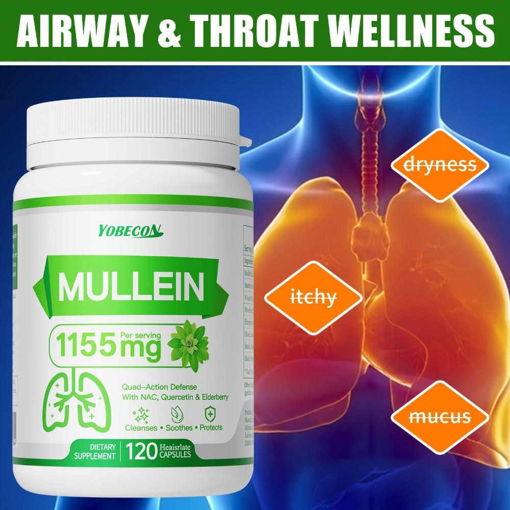 Lung Cleanse Capsules 120 Count with Mullein & NAC for Respiratory Support, Airway & Breathing Comfort, Immune Health, Seasonal & Year-Round Supplement for Adults - product image 5