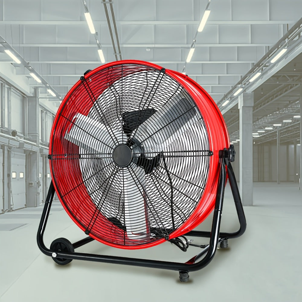 Industrial Floor Fan 24 Inch 9000 CFM Heavy Duty Drum Fan 3-Speed 360 Degree Tilt with Casters and Handle for Warehouse Garage Patio Workshop Gym Large Area Cooling - product image