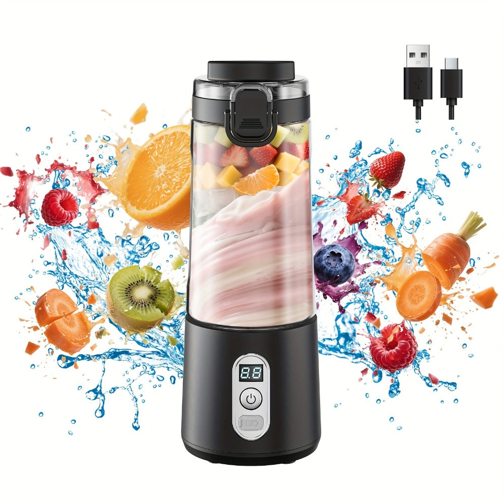 Portable Smoothie Blender USB-C Fast Charge 6-Blade Stainless Steel – Digital Timer Battery Display High-Speed Ice Crush No-Spill Lid | Protein Shake Gym Travel Blender in Black Pi - product image 37