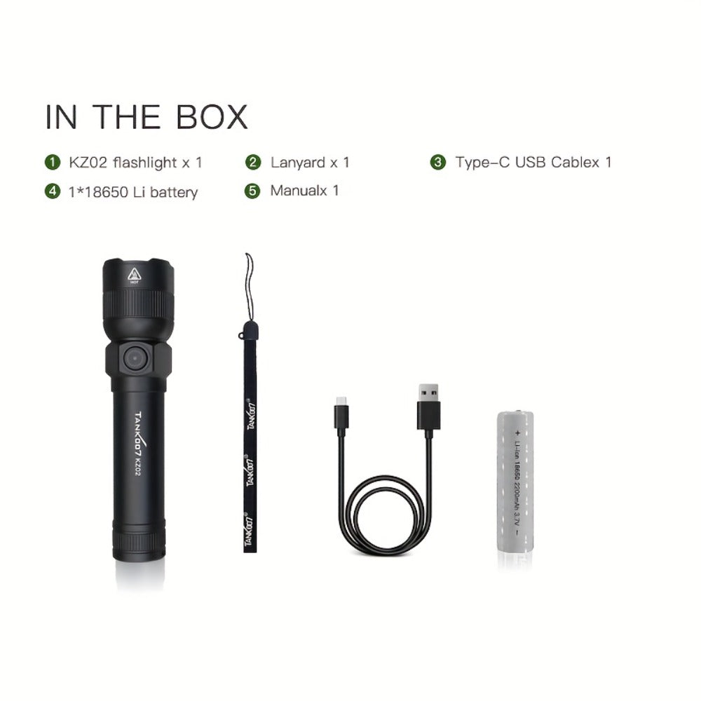 Mini LED Flashlight 18650 Rechargeable Battery | Adjustable Focus & Brightness Zoomable Compact Torch | Textured Grip for Camping Fishing Hiking Outdoor Adventures & Emergency - product image 6