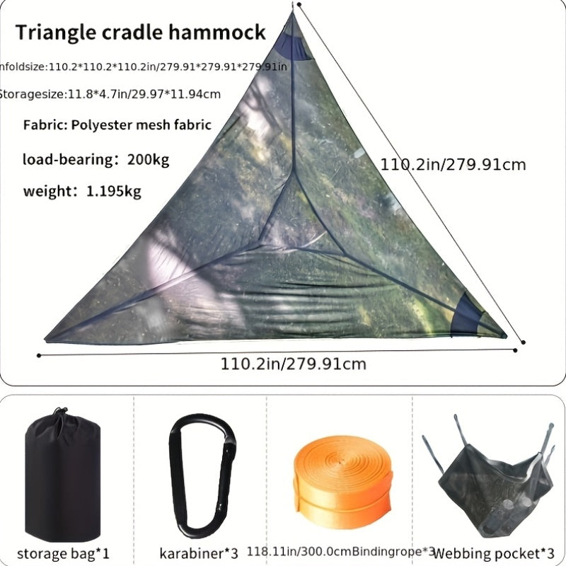 Outdoor Triangle Hammock Multi-Person – Sturdy Hanging Hammock for Adults & Kids – Large Aerial Tree Tent, Mesh Swing Camping Hammock for Backyard, Camping - product image 5