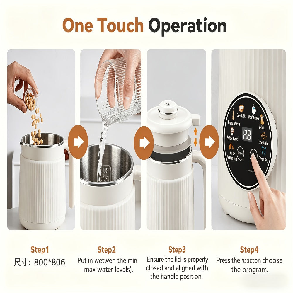 8-in-1 Nut Milk Maker 35oz 8-Blade - Almond Oat Soy Coconut Plant-Based Milk Machine with Delay Start Keep Warm Self-Cleaning Boil Water Function - Non-Dairy Beverage Blender Soy M - product image 4