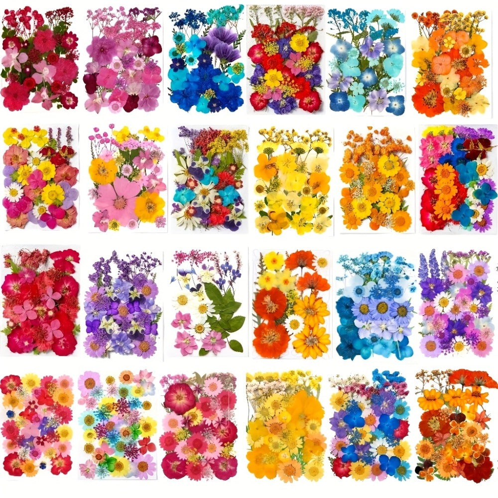 Dried Pressed Flowers Kit 500pcs – Natural Real Flower Petals & Leaves for Resin Art, Nail Art, Jewelry Making, Scrapbooking, Phone Case Decor, Candle Making & DIY Floral Crafts - product image