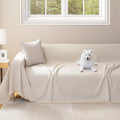 Couch Cover Throw Chenille Fringe Extra Large - Pet Friendly Scratch Proof Non-Slip Washable Polyester Sofa Protector | 3 Seat 71x102in 4 Seat 71x134in | Beige Gray Brown | Living  - product image 16