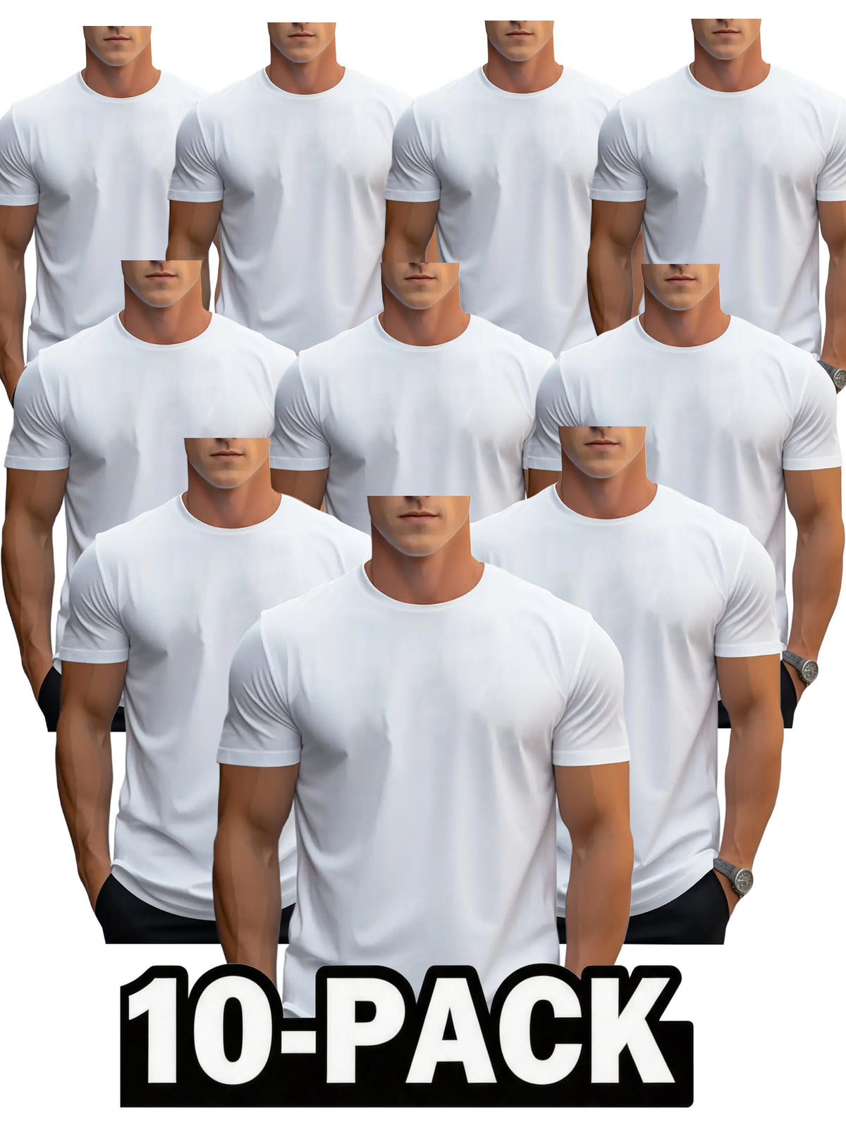 10 Pieces of Unisex Round Neck Cotton T-shirt Basic, Soft, Comfortable and Breathable, Essential for Sports Exercise and Fitness, Daily Casual Trend Wear - product image 14