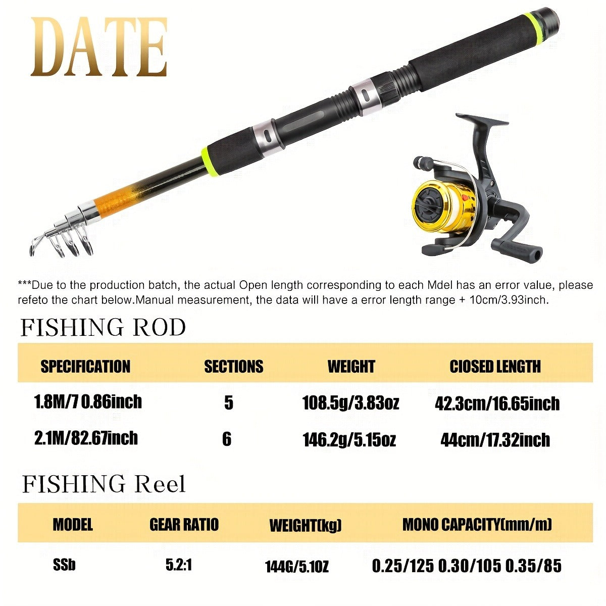 Medium-Fast Action Telescopic Fishing Rod with Line, Lures, Accessories Box & Carry Bag, Ambidextrous Design for Beginners – Baitcasting Rod and Reel Combo Set