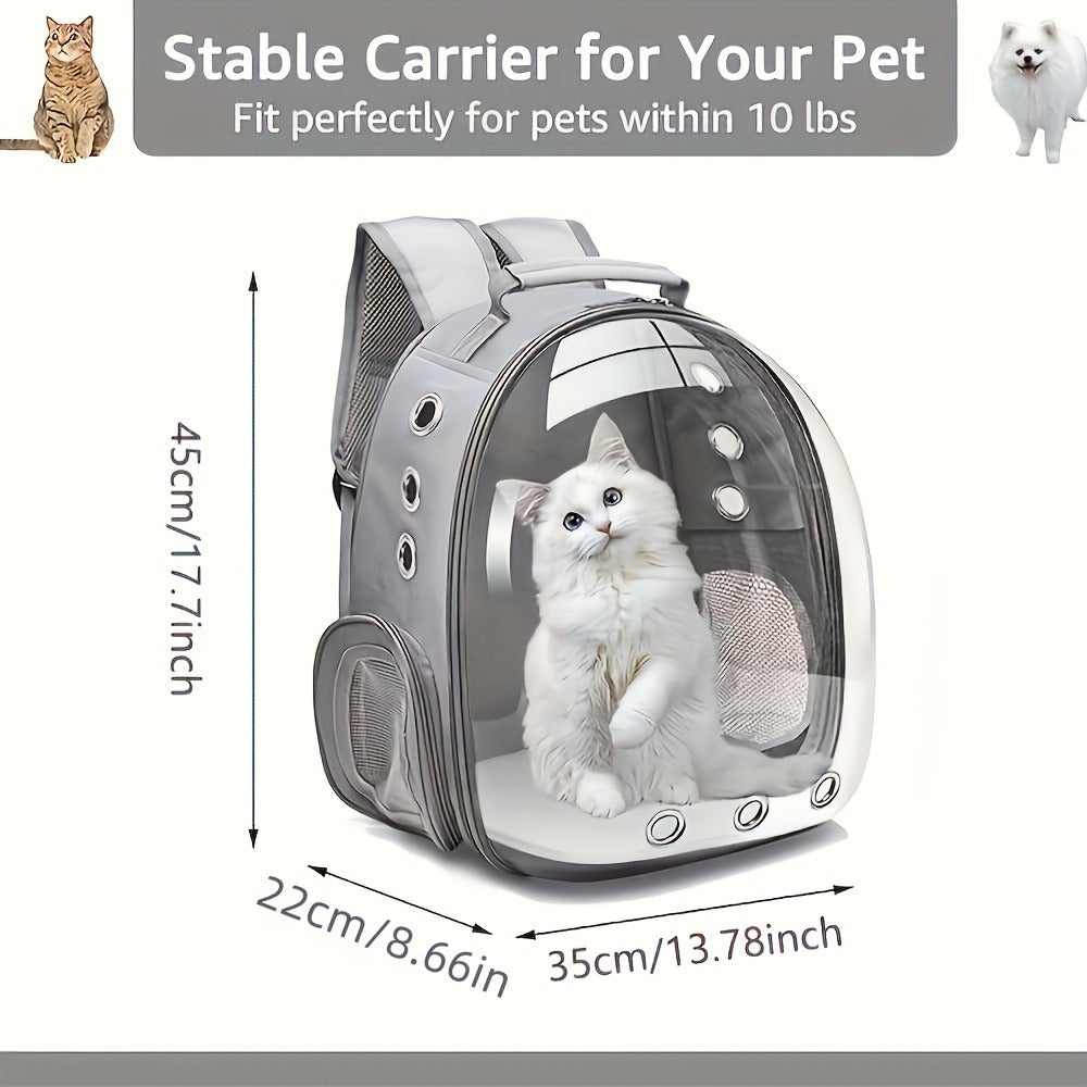 Carry-along Double Shoulder Bag with Bubble Window, Breathable Featherlight Travel Backpack for Pets, Hands-Free Cat Carrier Bag, Black | Space Capsule Pet - product image 2
