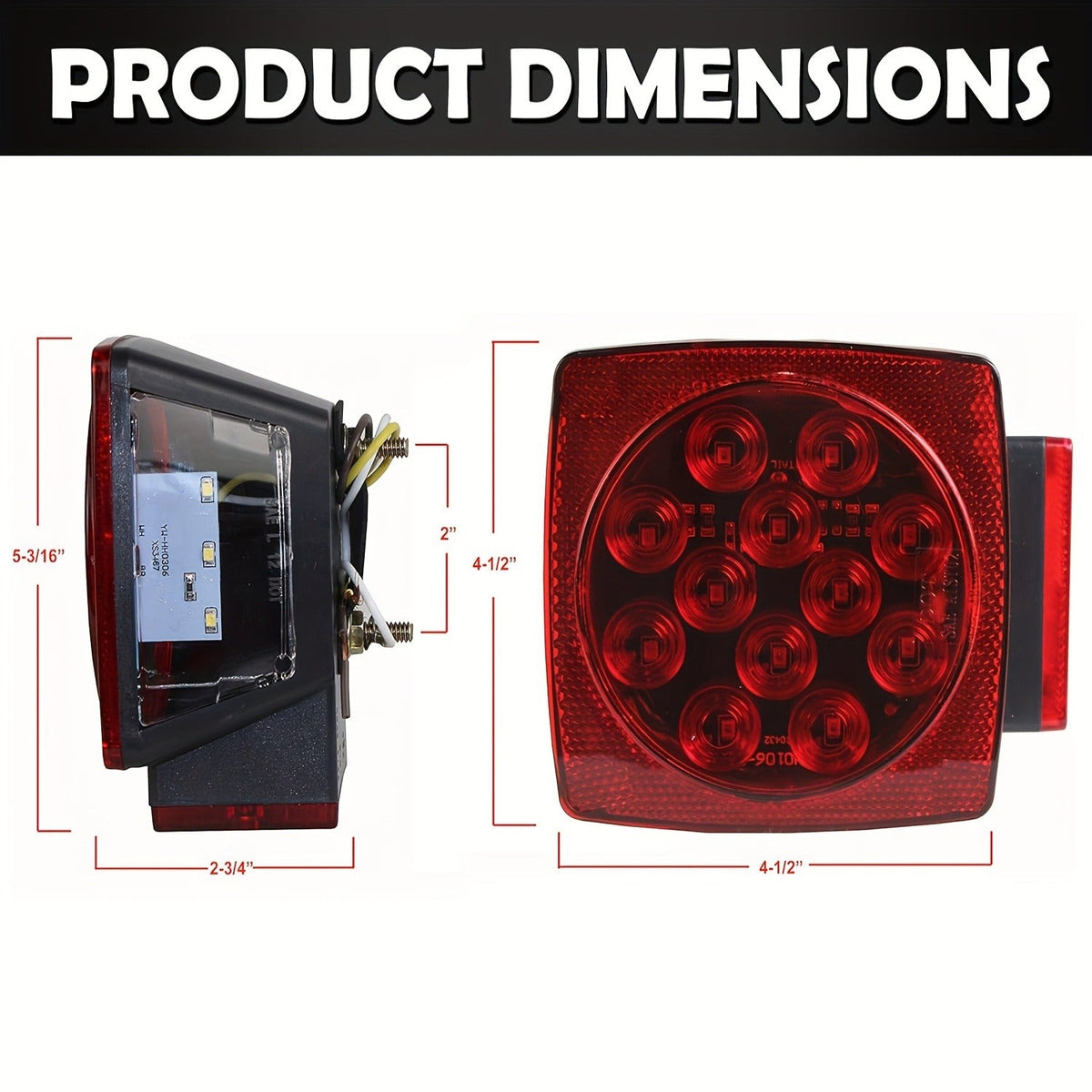 Utility Trailer Lights for Boat, RV & Truck Under 80", Complete Wiring Harness, License Plate Bracket, Corrosion-Resistant Tail & Turn Signal Lights | LED - product image 3
