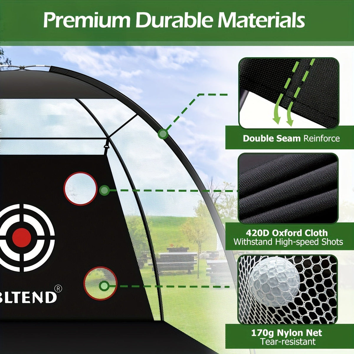 Golf Practice Net 10x7ft with Hitting Mat – Portable Golf Chipping Net for Backyard Indoor Outdoor Use – Golf Gifts for Men Dad Golfers – Golf Training Net for Driving Pitching