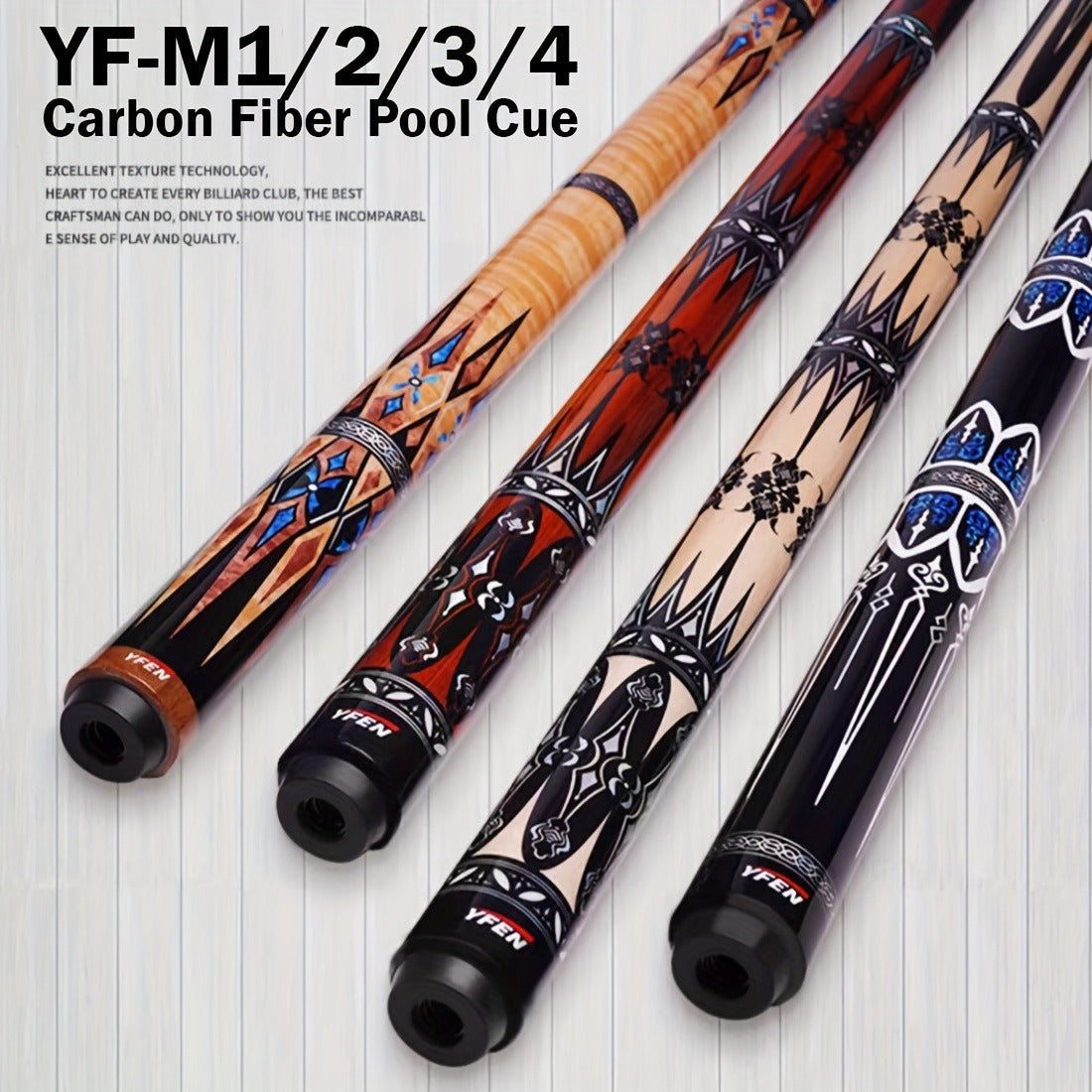 Carbon Fiber Pool Cue Stick 12.5mm Low Deflection Professional Billiard Cue with Extension Canadian Maple Wavy Pin Wrapless Design Dent-Resistant Shaft for - product image 4