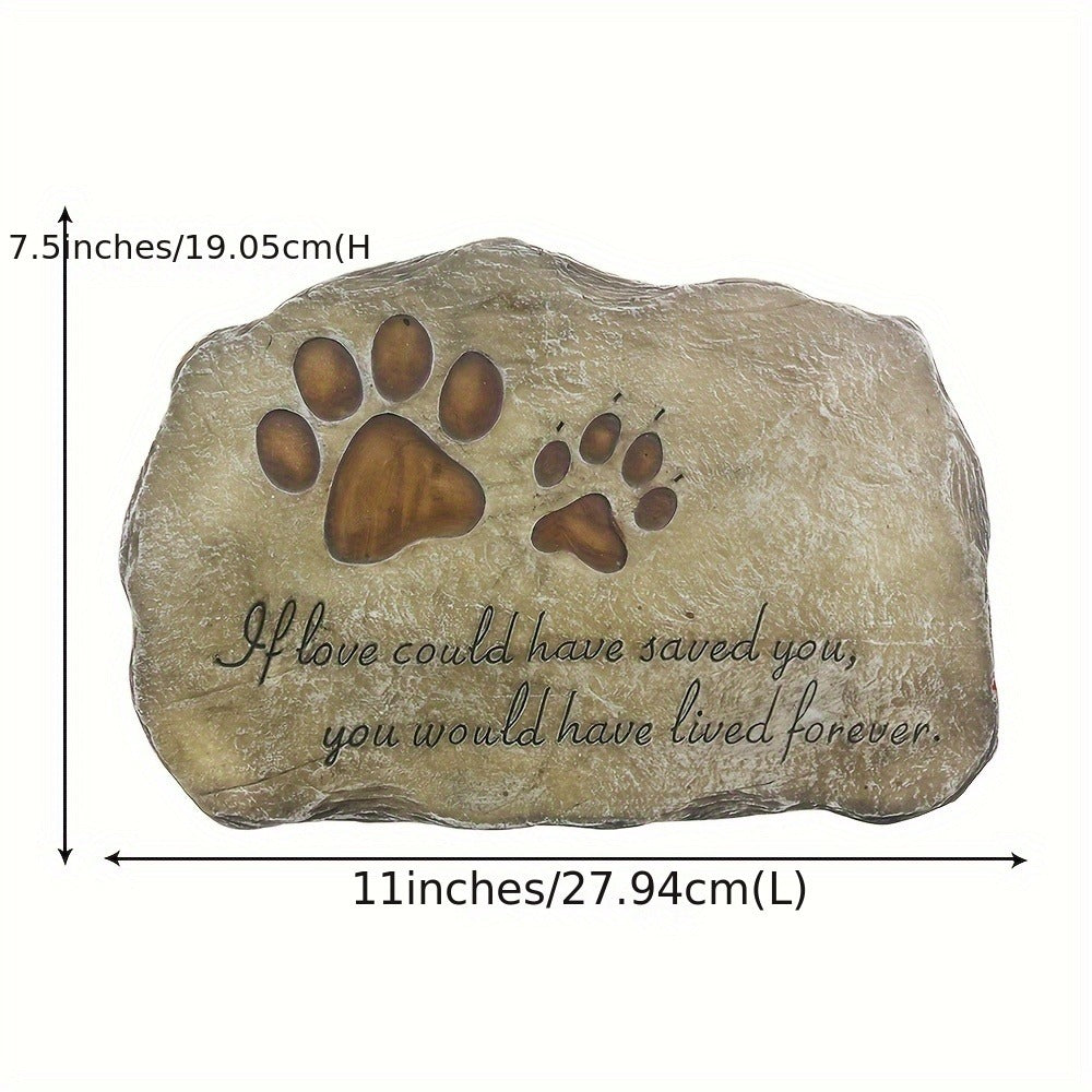 Pet Memorial Stone Hand-Painted Paw Print Garden Grave Marker for Dogs & Cats | Heartfelt Dog Cat Memorial Gift | Sympathy Loss Gift Indoor Outdoor Pet Remembrance Stone | Brown