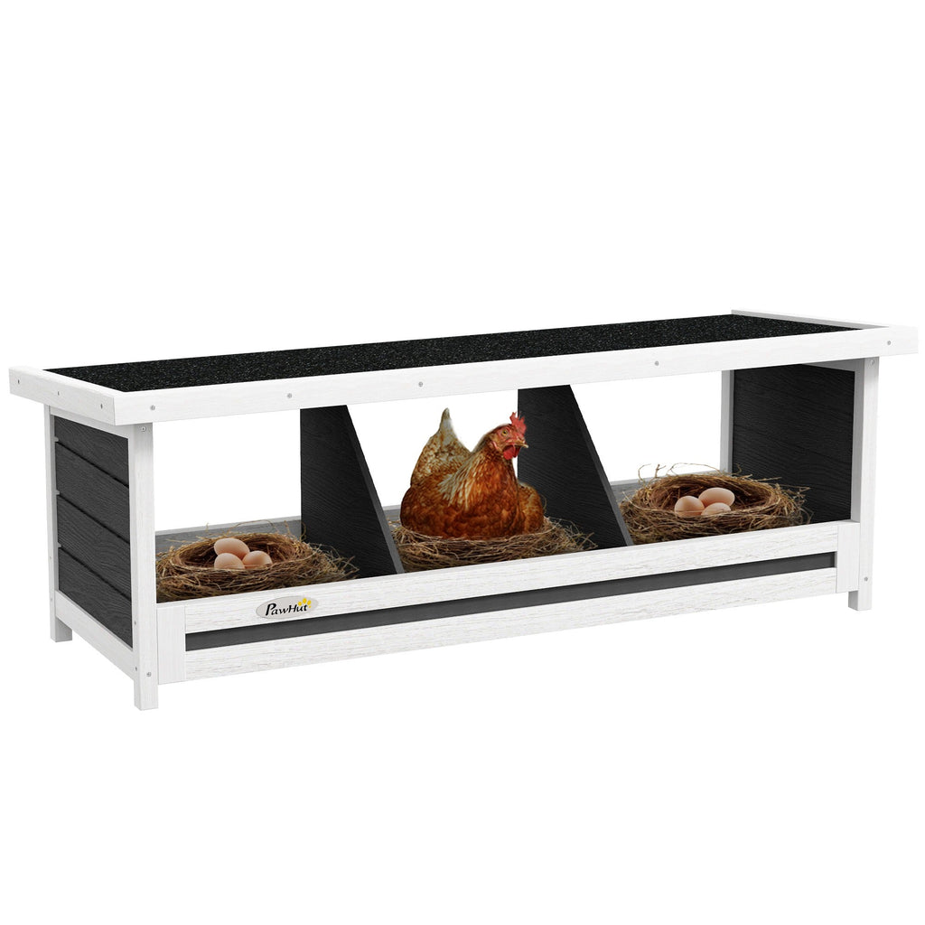 Chicken Nesting Box 3 Hole Wood Laying Box with Asphalt Roof for Hens – Indoor Outdoor Chicken Coop Nesting Boxes Fits Up to 3 Chickens – Gray – 37.5" L - product image 2
