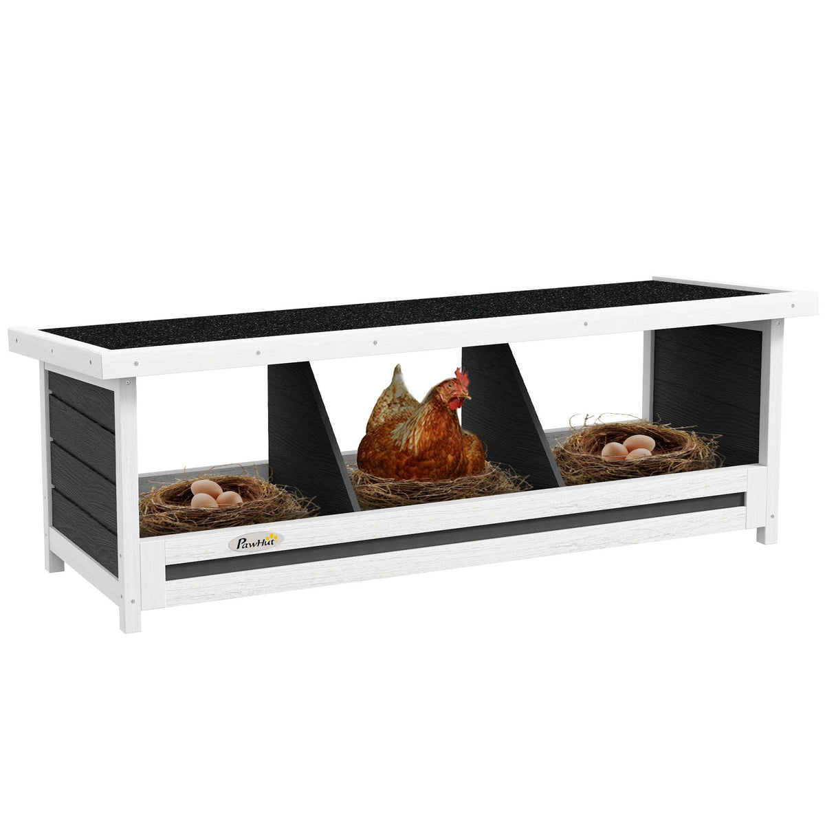 Chicken Nesting Box 3 Hole Wood Laying Box with Asphalt Roof for Hens – Indoor Outdoor Chicken Coop Nesting Boxes Fits Up to 3 Chickens – Gray – 37.5" L - product image 2