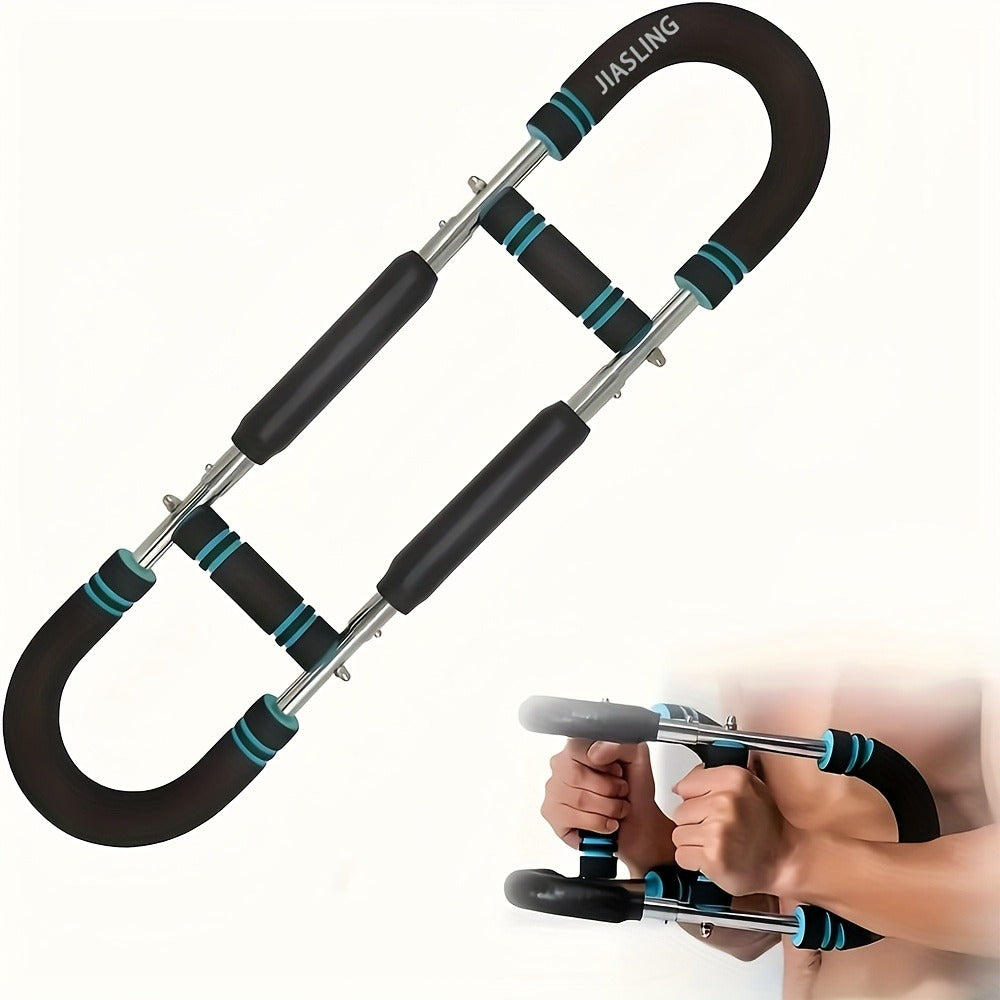 Arm Strength Trainer U-Shaped Spring Resistance Bar – Carry-along Home Gym Chest Expander & Forearm Strengthener with 2-Level Adjustable Resistance Bands - product image 2