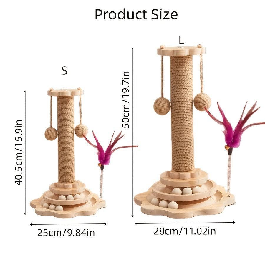 Cat Scratching Post Sisal Vertical Scratcher | Solid Wood Base, Wear-Resistant Rope, Multiple Styles: Standard, Mushroom & Dolphin Shapes, Sizes S/M/L, Cat - product image 11