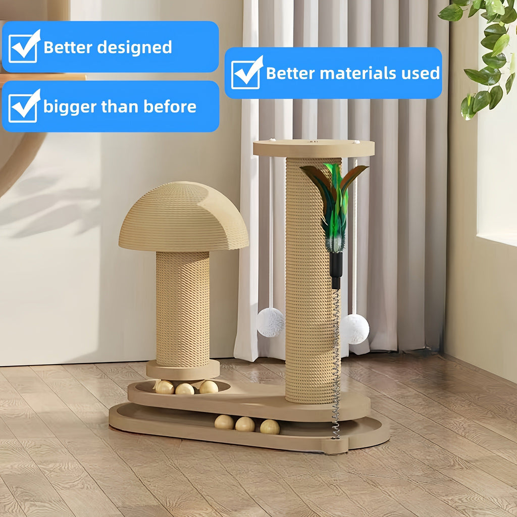 Cat Tree Solid Wood Space-saving Vertical Cat Climbing Structure with Sisal Scratching Post & Integrated Scratch Board | Self-Play Cat Tower for Indoor Cats - product image 7