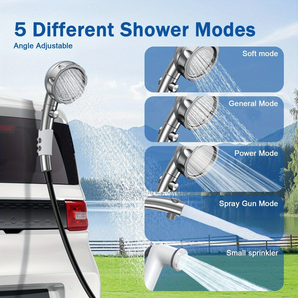 Smart Digital Display, Foldable Bucket Included, Space-saving Featherlight Outdoor Shower Pump for Camping, Hiking, Pet Cleaning, Car Washing & Beach Use - product image 4