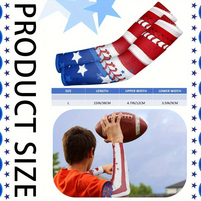 American Flag Star Design Compression Sports Elbow Covers, Anti-Slip UV Protection for Men Women, Ideal for Games Parties Outdoor Events | Patriotic Baseball - product image 5