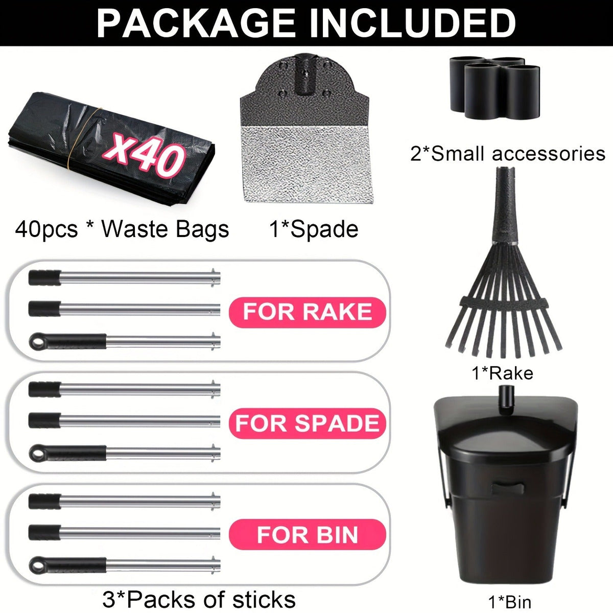 Dog Pooper Scooper with Long Handle & Swivel Bin – Heavy Duty Rake Spade Set, 40 Waste Bags Included, Pet Waste Removal for Yard Grass Gravel - product image 14