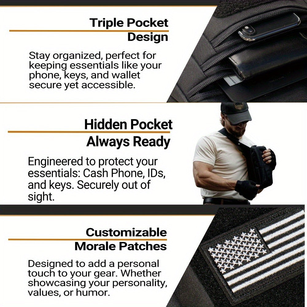 Shoulder Bag Tactical Concealed Carry Bag for Men with Chest Holster Multiple Compartments EDC Sling Bag for Daily Use Shooting Range Hiking Outdoor Activities - product image 5