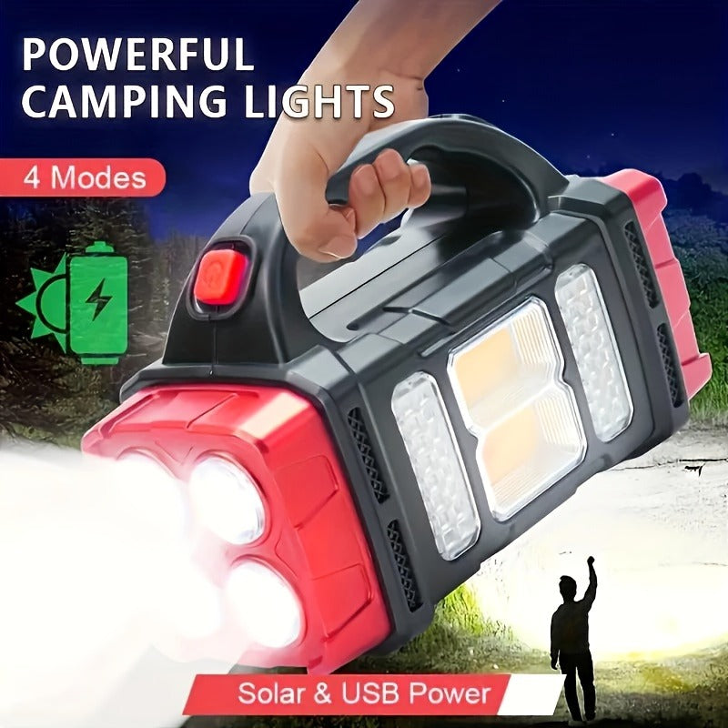 Rechargeable Solar Flashlight 2000 Lumen LED Torch with Power Bank USB-C Charging for Camping Hiking Outdoor Emergency for Patio & Backyard Use