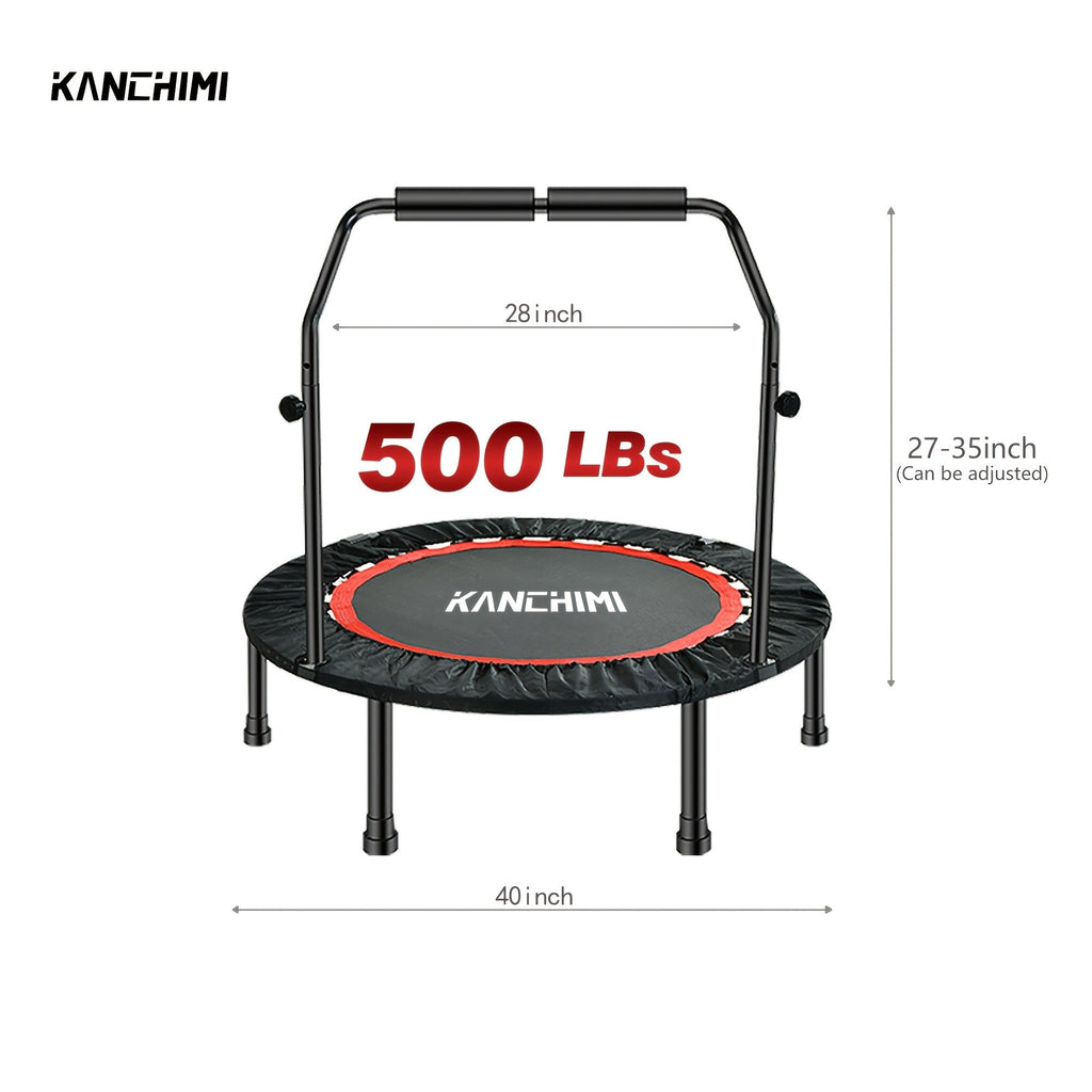 40" Foldable Mini Trampoline Rebounder for Adults & Family Indoor Fitness, Weight Loss & Cardio Workout | Small Jumping Bed for Home Gym