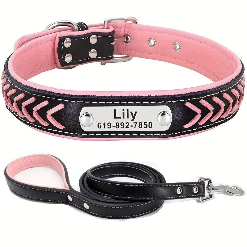 Personalized Dog Collar & Leash Set with Engraved Name Tag – XS – Reflective Custom Collar for Small, Medium & Large Dogs and Cats – XL - product image 6