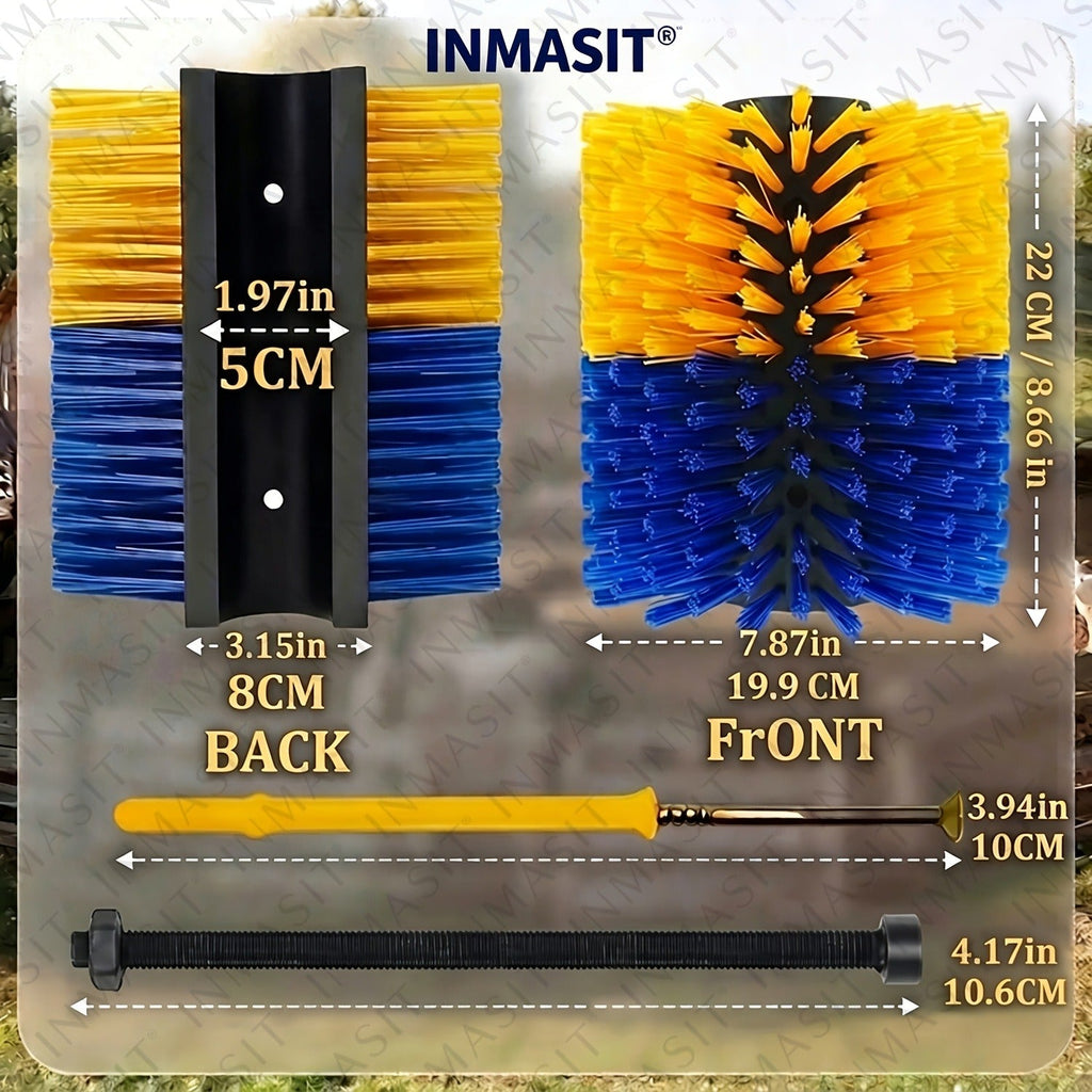 Livestock Grooming Brush Scratcher 8.7" – Easy Install with 4 Screws, Battery-Free Stress Reduction, Red/Blue & Yellow/Blue – All-in-One Massage & Itch Relief - product image 10