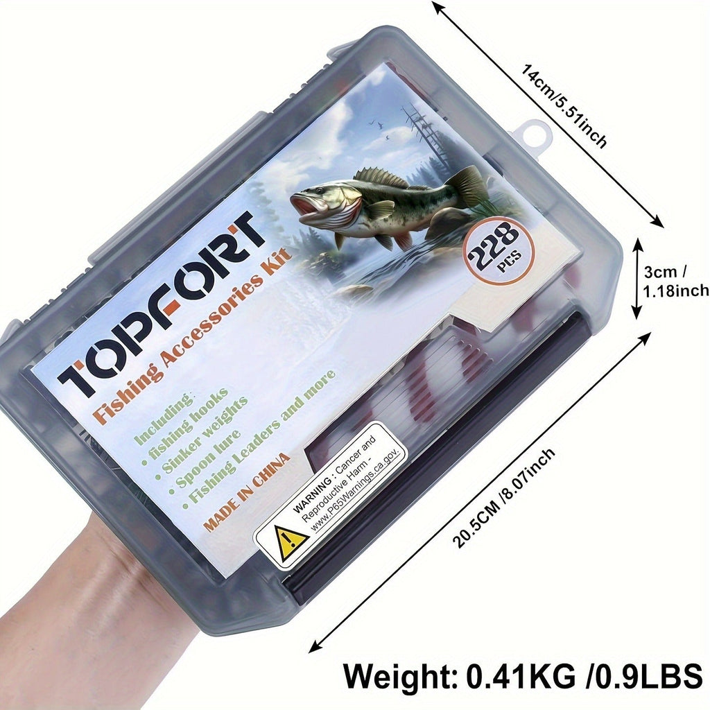 Fishing Accessories Kit 228 Piece Complete Fishing Set with Tackle Box Hooks Sinkers Swivels Lures Essential Gear for Freshwater Saltwater Anglers Gift for Men - product image 3