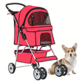 4-Wheel Pet Stroller with Cup Holder & Storage Basket – Carry-along Breathable Cat Dog Stroller, Smooth-Rolling Outdoor Pram for Small Medium Pets, Collapsible - product image 7