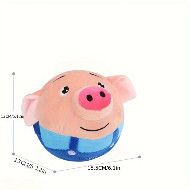 Electronic Rolling Dog Toy Ball | USB Rechargeable Cartoon Pig Plush Toy with Jumping Vibration & Sound, Automatic Self-Moving Washable Interactive Toy for - product image 10