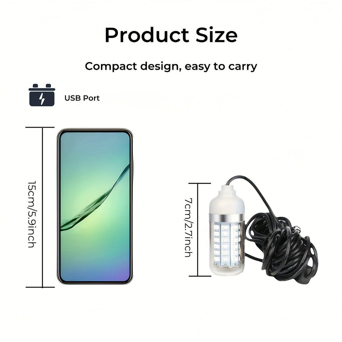 IP68 Waterproof Night Fishing Lure Light with USB Connector & 16.4ft Cable, Super Bright Submersible Fish Attracting Light for Boat, Ice Fishing & Night - product image 6