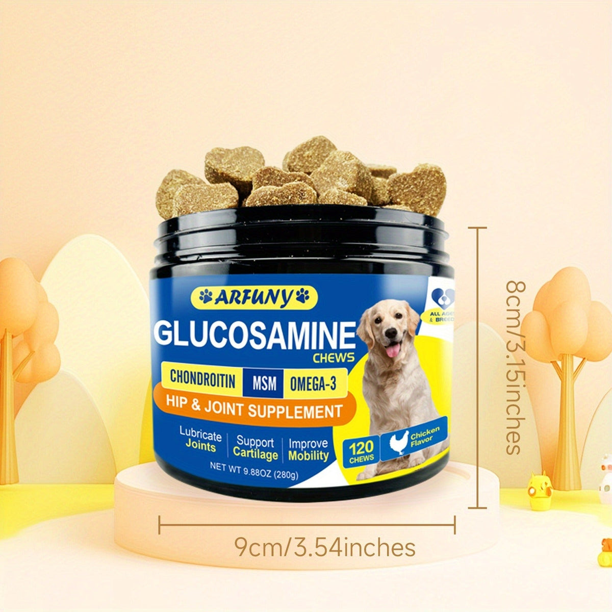 Chicken Flavor Soft Chews with Glucosamine, Chondroitin, MSM & Vitamins for Hip & Joint Health, Mobility Support for Dogs of All Sizes & Ages | Dog Glucosamine - product image