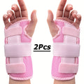 1 Pair Breathable Hook-and-Loop Wrist Guard for Sports, Daily Wear & Injury Recovery, Unisex, Pink / Rose Red / Blue | Wrist Brace with Double Splint Support - product image 2