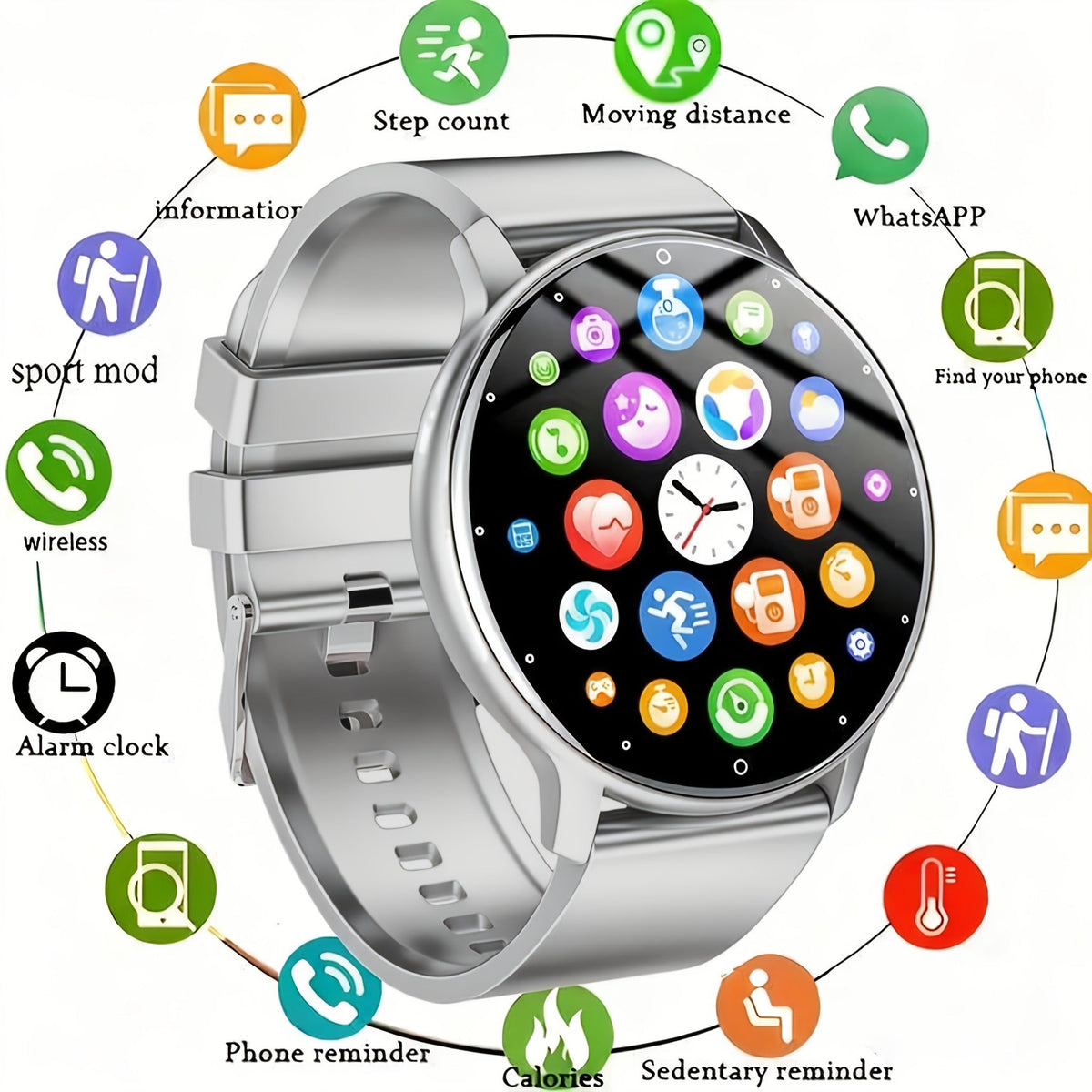 Fitness Tracker Smartwatch for Men & Women | 1.28" Display, Sleep Monitor, Step Counter, Distance Tracker, Running & Gym