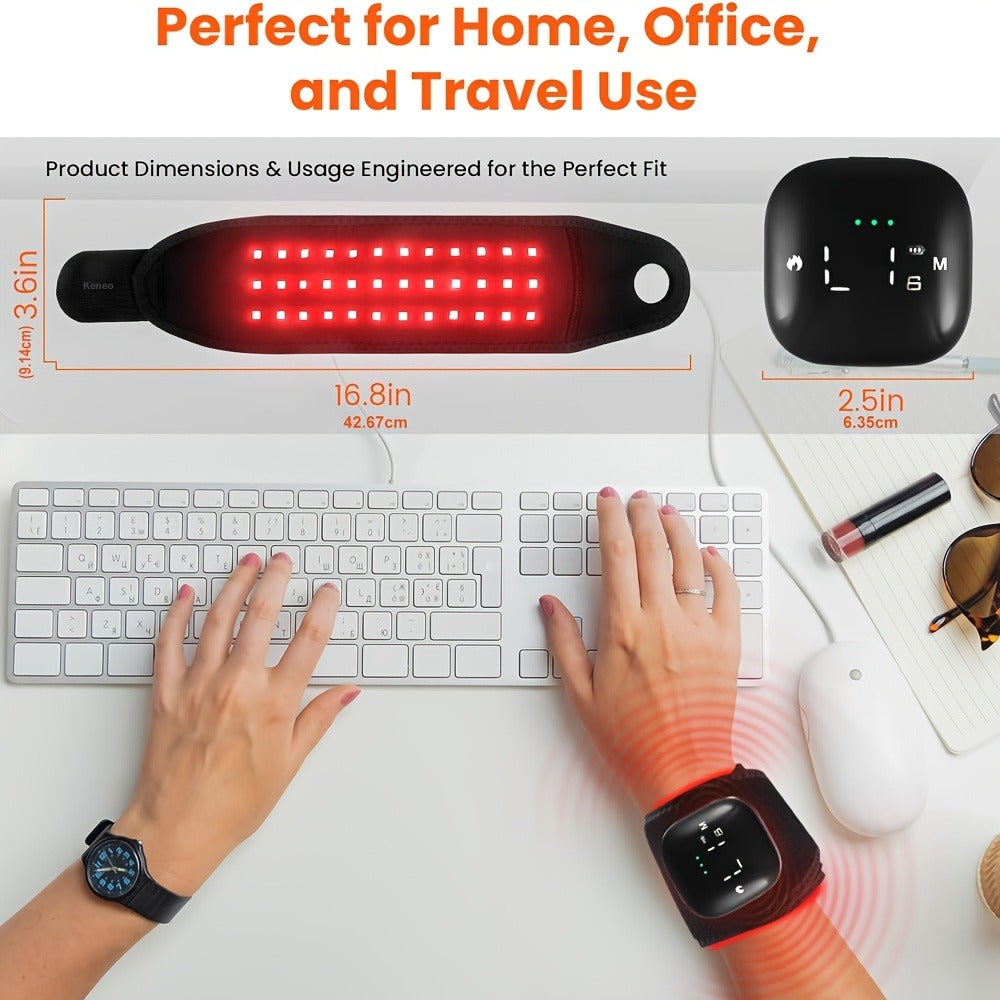 Infrared LED Wrist Brace with Vibration for Hand & Wrist Pain Relief, Adjustable Strap Fits Left & Right Hand, Unisex Wearable Recovery Device for Office & Daily Use – Red Light Therapy Wrist Wrap 660nm 850nm