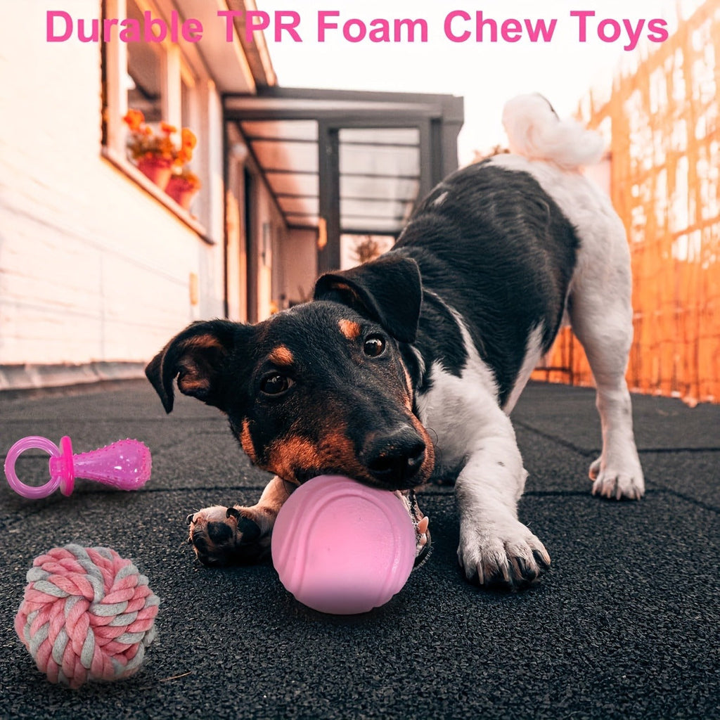 Puppy Teething Chew Toys Pink Bundle 5 or 8 Pack Soft Dog Toothbrush Toy & Interactive Chew Balls for Small Dogs – Cute Puppy Toy Set for Teething Relief - product image 8