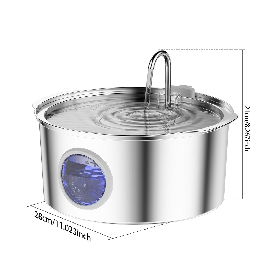 Stainless Steel Pet Water Fountain 1.85 Gal | Smart 304 SS Large Capacity Cat Dog Automatic Water Dispenser, Silent Pump, Filter Chip, Water Level Window - product image 3