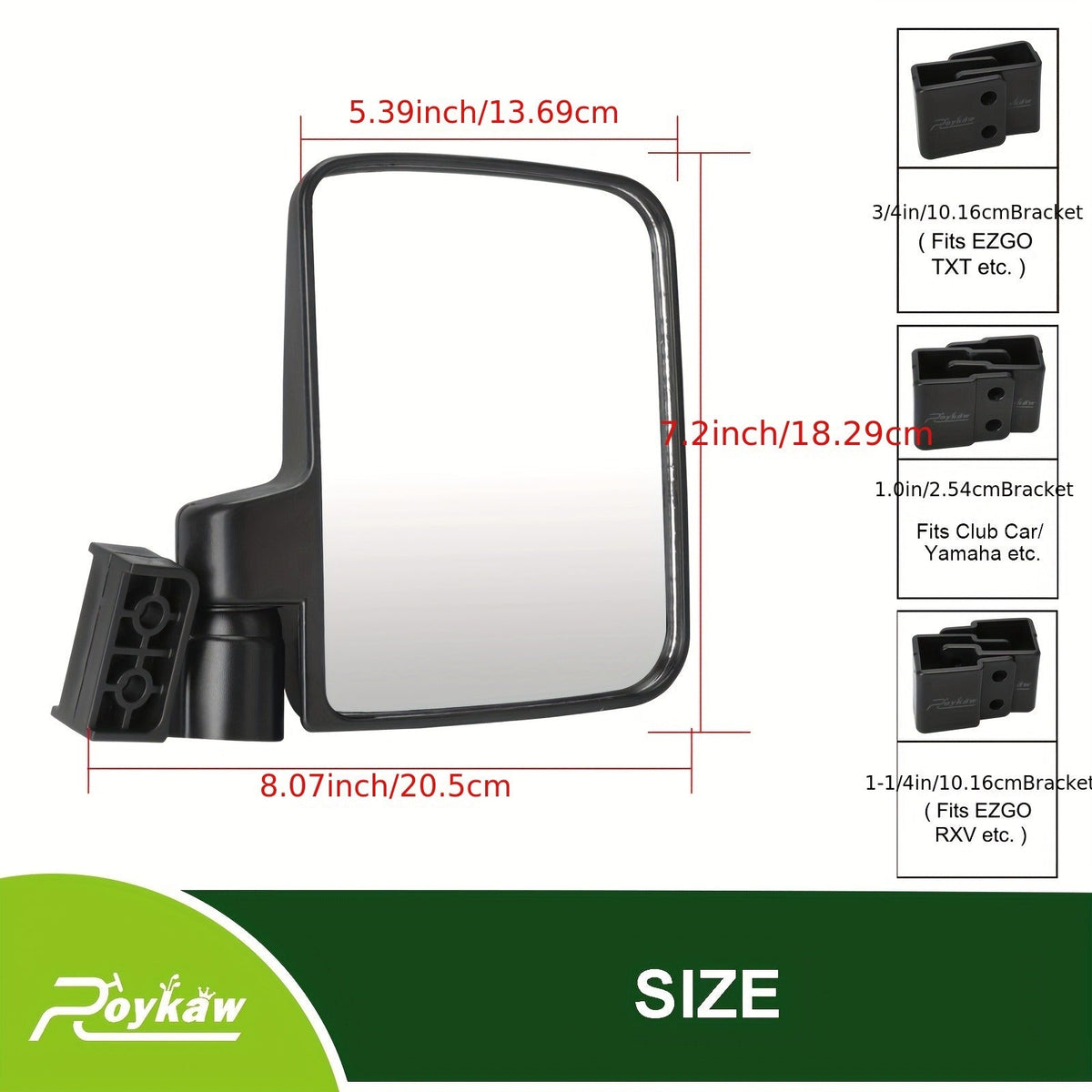 Convex Golf Cart Side Rear View Mirror for EZGO Club Car Yamaha G29 Square Frame | No Drilling Hassle-free Install Wide Angle Blind Spot Mirror - product image 5