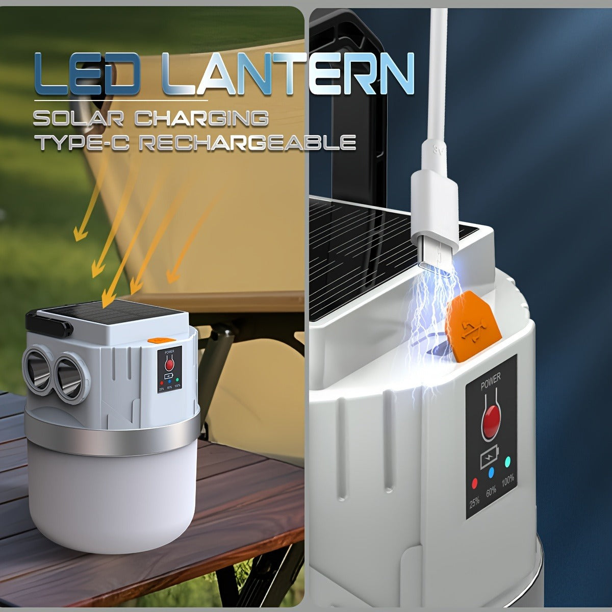 2400mAh LED Tent Light, 3 Modes, Portable Solar Panel Charging, Lightweight Emergency Lantern for Power Outage, Hurricane & Outdoor Survival | Solar Camping Lantern Rechargeable
