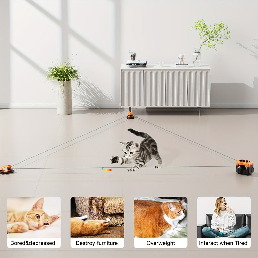 Electric Feather Mouse Lure Coursing Machine with DIY Track, Mouse Sounds, Auto Timer, Boredom Buster for Indoor Cats Kittens, 2 Speed Modes | Interactive Cat - product image 15