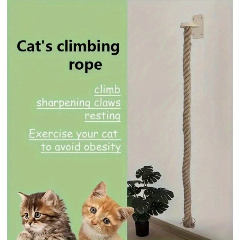 Wall-Mounted Cat Scratching Post with Climbing Rope Jute Rope Jump Platform Resting Perch Large Ladder Cat Tree Activity Center Space-Saving 1.5M 60in for - product image 9