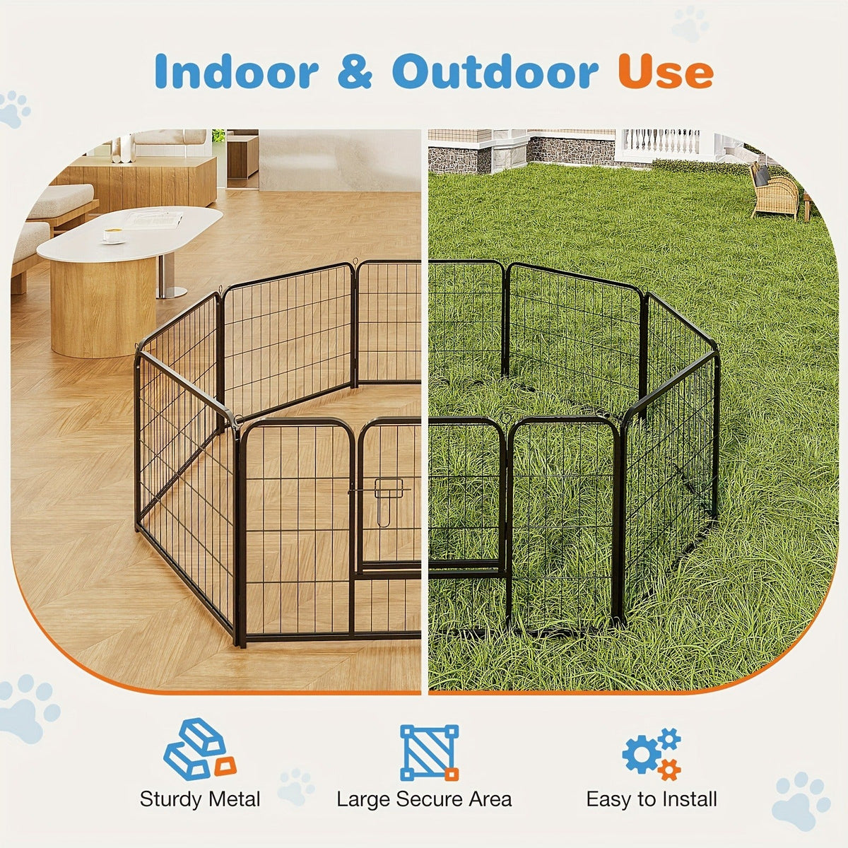 24 32 40 Inch Height Options for Small Medium Large Dogs & Puppies Sturdy Portable Enclosure – Pet Playpen Exercise Pen for Dogs 8 or 16 Panel Modular Indoor - product image 11
