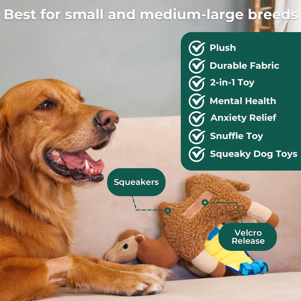 Squeaky Plush Dog Toy – Durable Camel Design Chew Toy for Aggressive Chewers, Washable Calming Interactive Plush Toy for Small Medium Large Dogs & Cats - product image 7