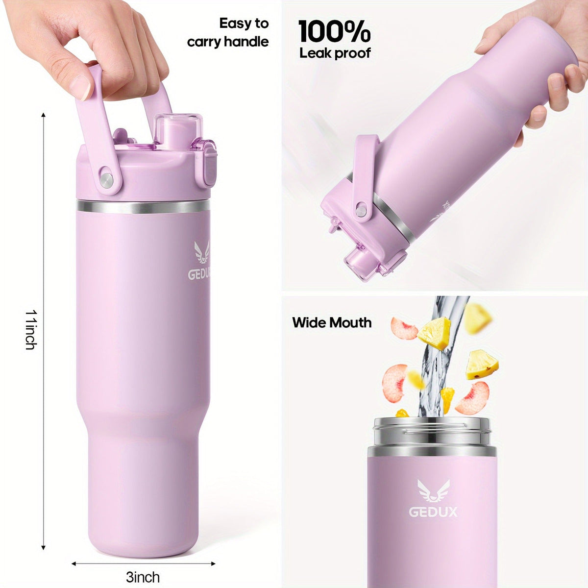 Stainless Steel Tumbler with Handle and Straw Vacuum Insulated Water Bottle 2-in-1 Lid Chug Lid Straw Lid Silicone Boot Matte Finish Gift for Women Men Christmas for Home Cooking