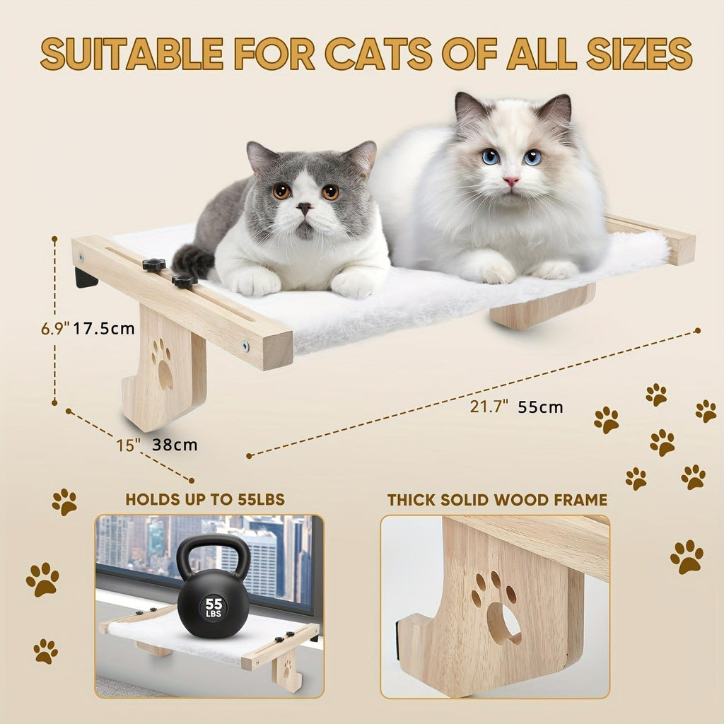 Cat Window Frame Hammock Adjustable | Long-lasting Frame Cat Bed with Paw Print Pattern, Easy Install Window Sill Bedside Cabinet Perch, Large Cat Hammock - product image 8