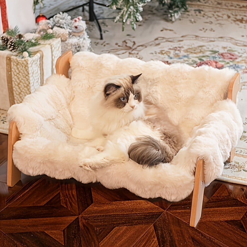 Raised Solid Wood Pet Couch Bed Elevated Modern Cat & Dog Sofa Chair 27x18x12 Inch | Thick Wide Wood Frame Space-Saving Cozy Pet Furniture for Cats & Small - product image 7