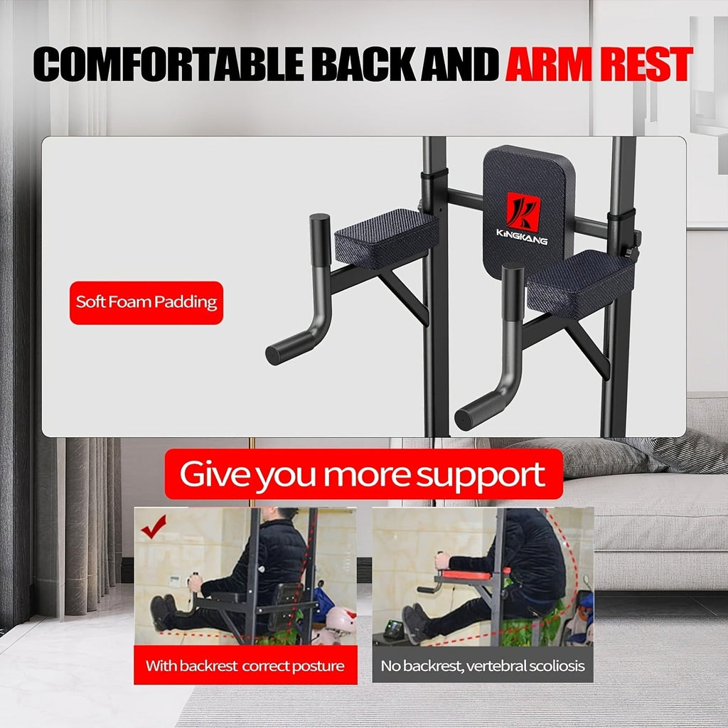 Adjustable Height Multi-Function Home Gym Strength Training Workout Station for Dips, Chin Ups, Push Ups, Leg Raises & Upper Body Exercise, 3 Models Available - product image 6