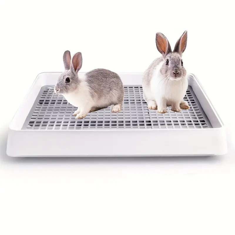 Rabbit Litter Box Large Corner Pet Toilet with Odor Control | Indoor Cage Accessory | Grey White Small Animal Potty Trainer | Sturdy Easy-Clean Plastic Urine - product image 6